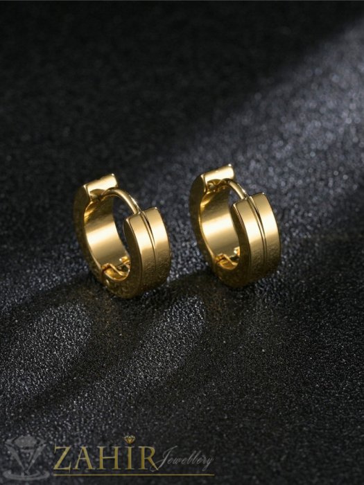 Дамски бижута - Много малки обеци от медицинска стомана ,размери 1,3 на 1,3 см, английско закопчаване, златно покритие - O2897